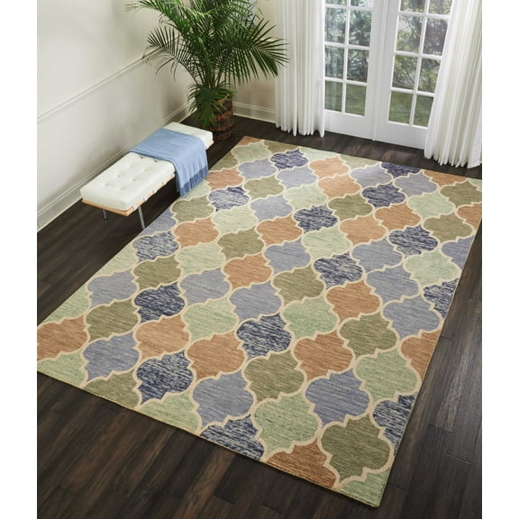 Nourison Vivid Modern Moroccan Light Multicolor 8' x 10'6" Area Rug, (8' x 11')