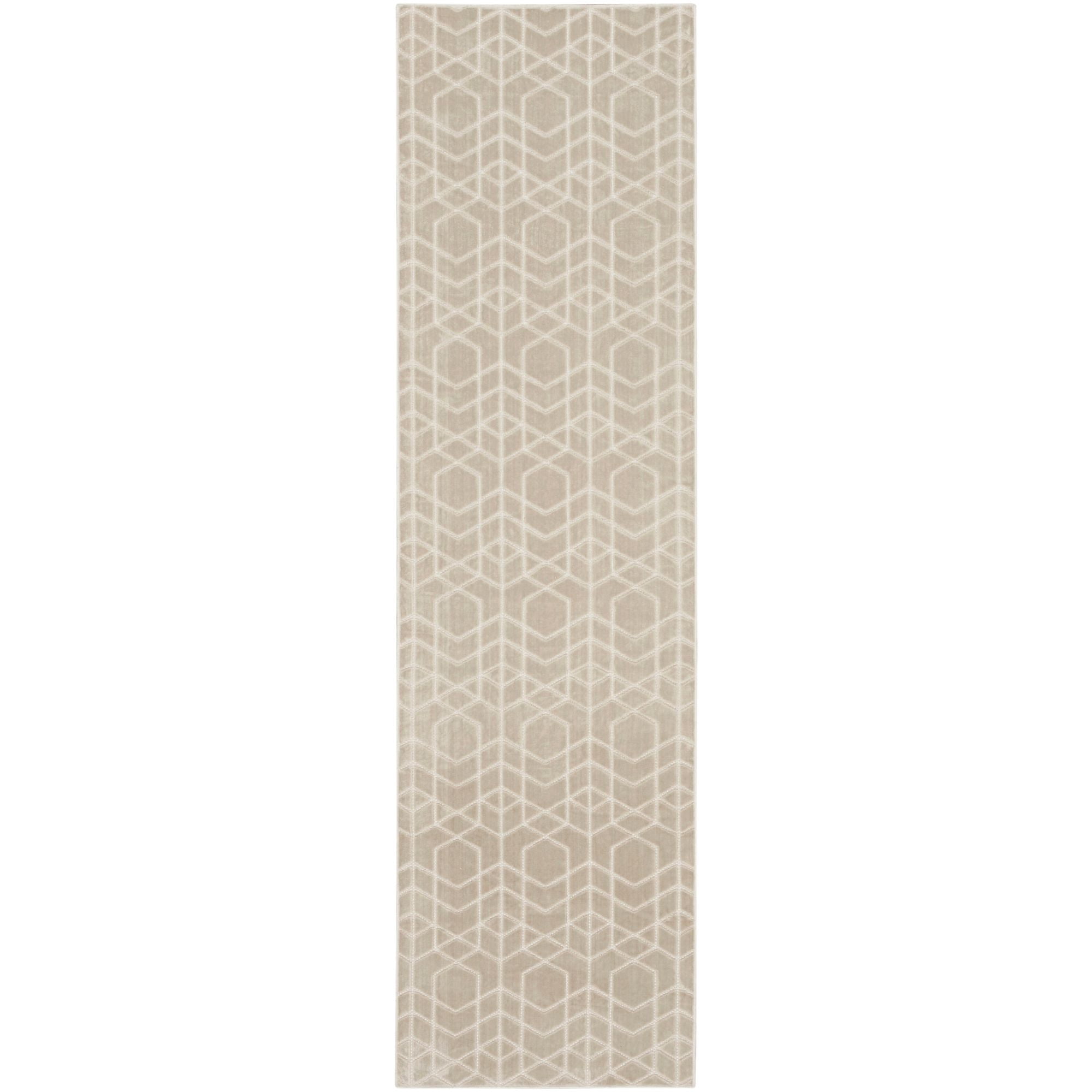Nourison Washable Charm 2'2" x 10' Silver Ivory Modern Indoor Rug