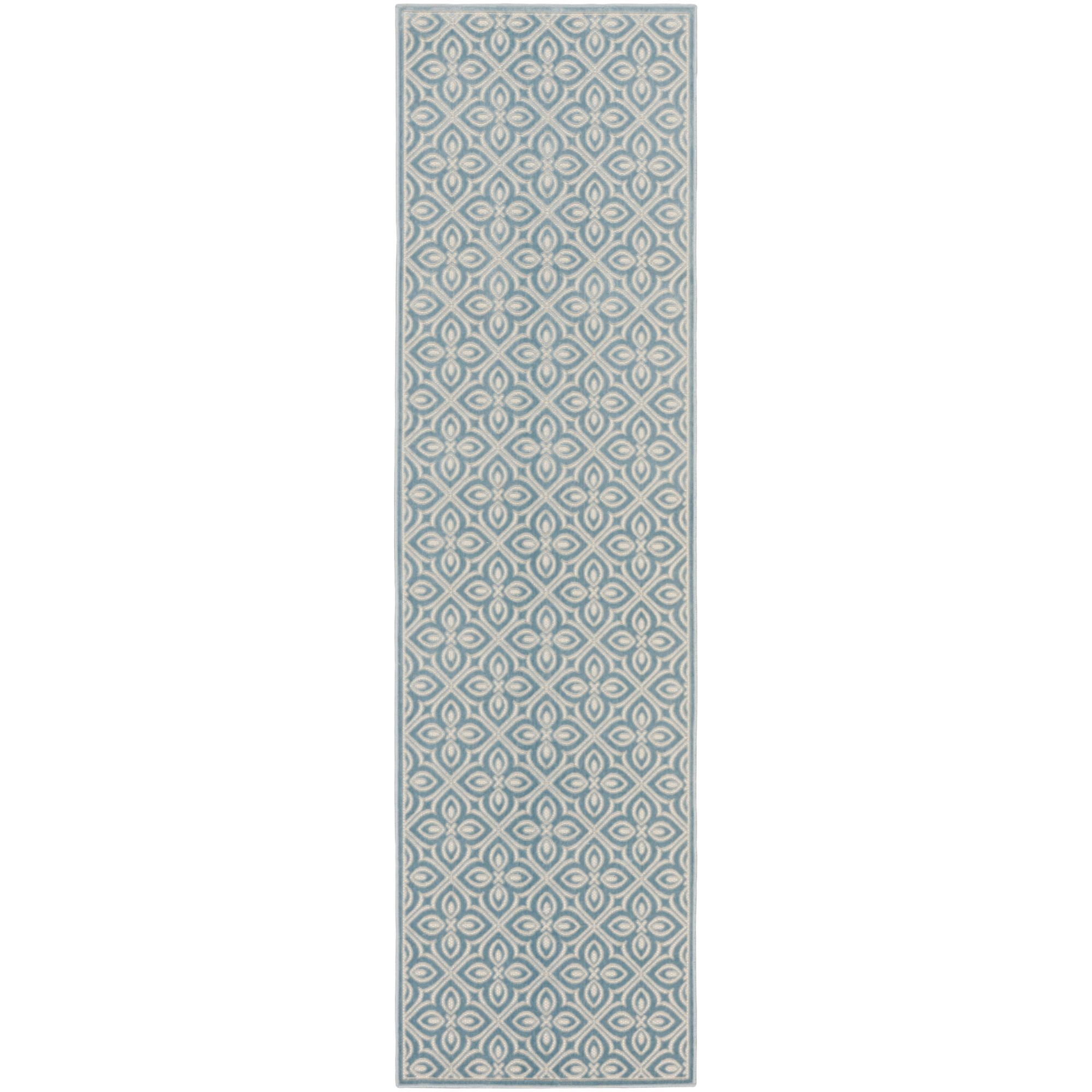 Nourison Washable Charm 2' x 6' Blue Ivory Contemporary Indoor Rug