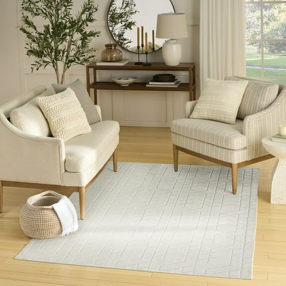Nourison Washable Charm 4' x 6' Ivory Modern Indoor Rug