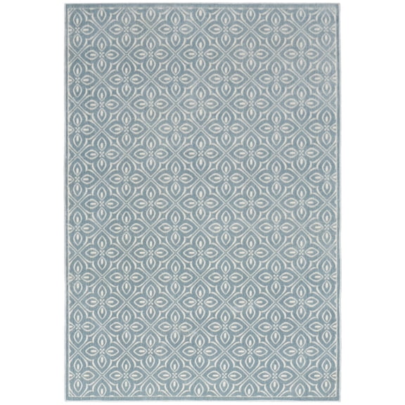 Nourison Washable Charm 5' x 7' Blue Ivory Contemporary Indoor Rug