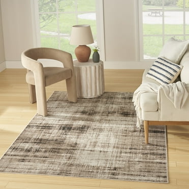 Nourison Washable Decor 5'3" x 7' Ivory Mocha Modern Indoor Rug