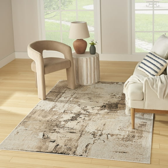 Nourison Washable Decor 6'7" x 9' Mocha Modern Indoor Rug