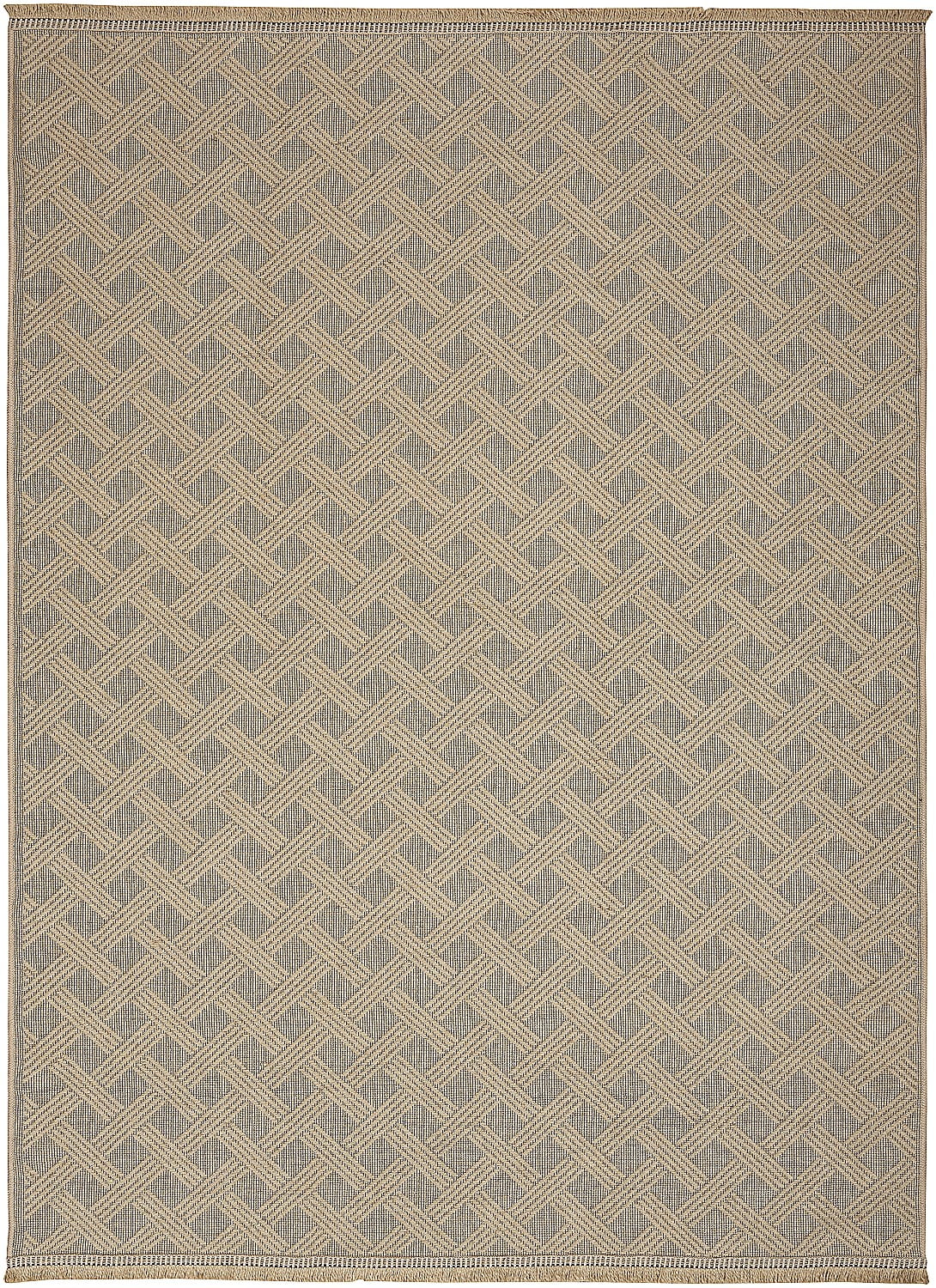 Natural Geometric Flat Woven Washable Wool Rug 4' x 6'