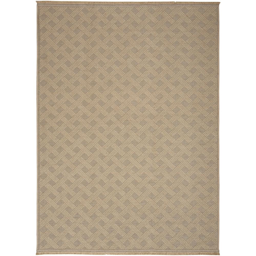 Natural Geometric Flat Woven Washable Wool Rug 4' x 6'