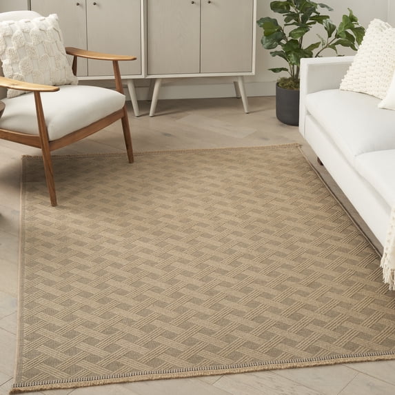 Nourison Washable Jute Geometric Natural 7'10" x 9'10" Area Rug (8x10)