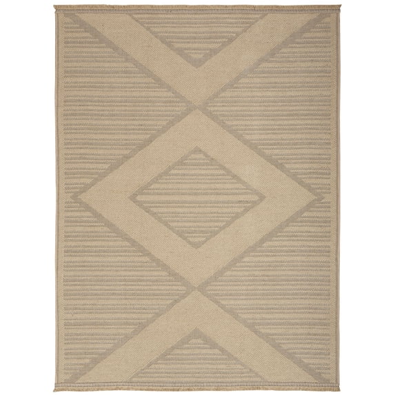 Nourison Washable Jute 5'3" x 7'3" Natural Beige Modern Indoor Non-Slip Flatweave Rug