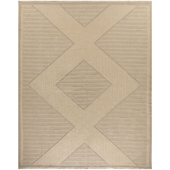 Nourison Washable Jute 7'10" x 9'10" Natural Beige Modern Indoor Non-Slip Flatweave Rug
