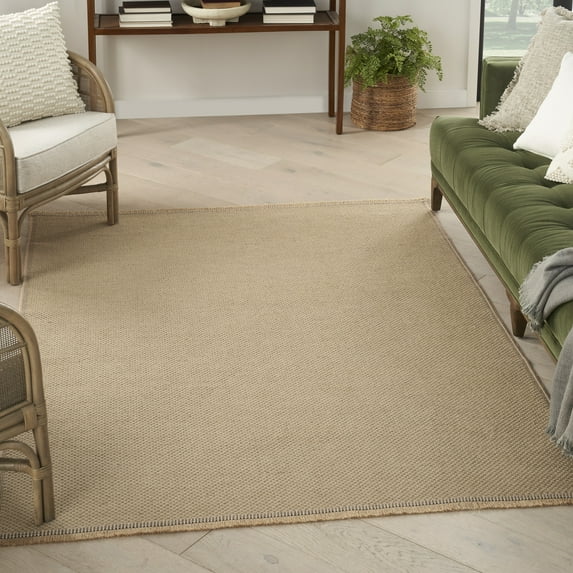 Nourison Washable Jute Solid Natural 7'10" x 9'10" Area Rug (8x10)