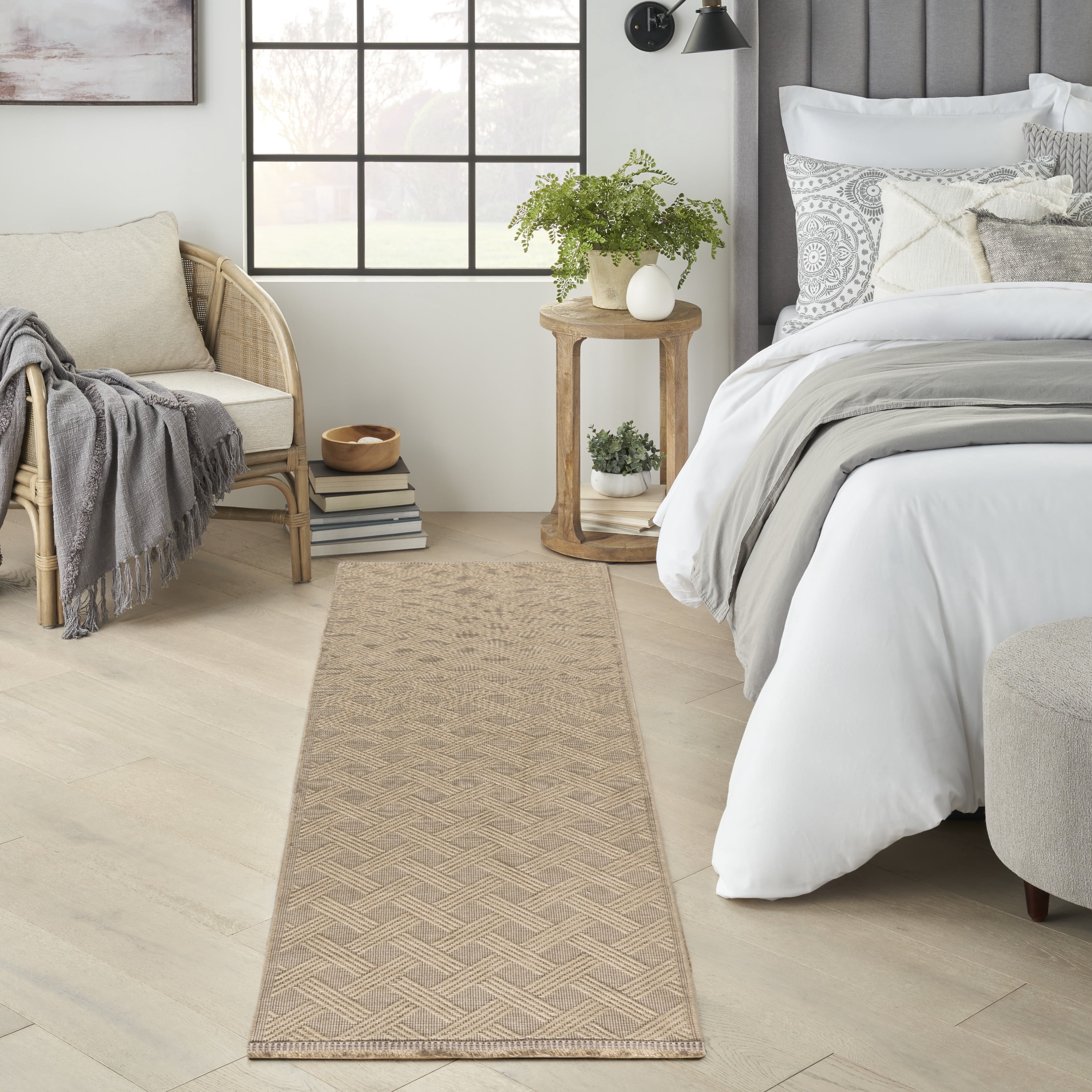 Nourison Washable Organic Geometric Natural 2'3" x 7'6" Area Rug (2x8)