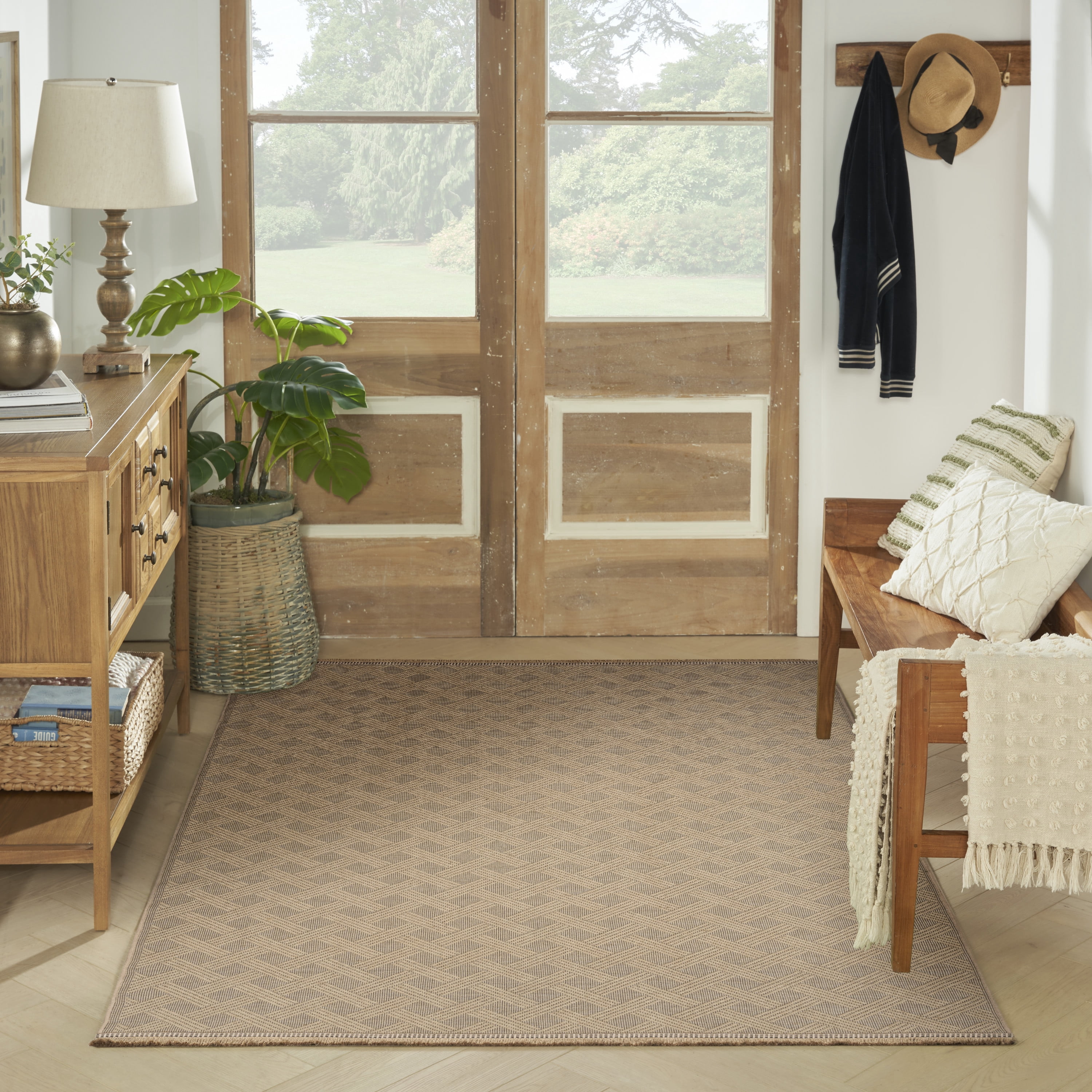 Nourison Washable Organic Geometric Natural 3'11" x 5'11" Area Rug (4x6)