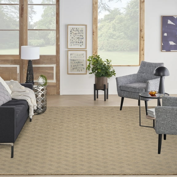 Nourison Washable Organic Geometric Natural 7'10" x 9'10" Area Rug (8x10)