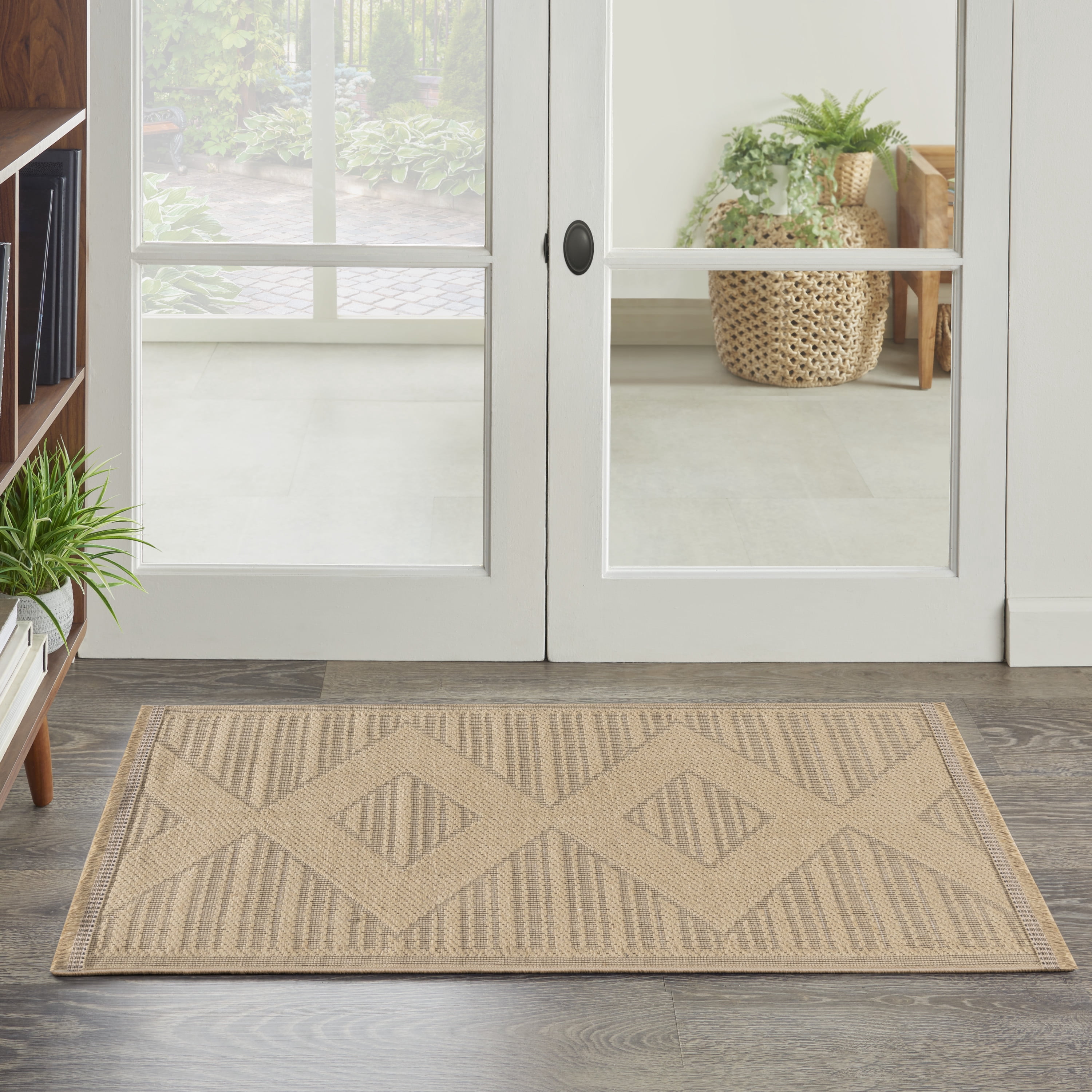 Nourison Washable Organic Geometric Natural Beige 2' x 4' Area Rug (2x4)