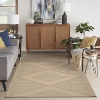Nourison Washable Organic Geometric Natural Beige 5'3" x 7'3" Area Rug (5x7)