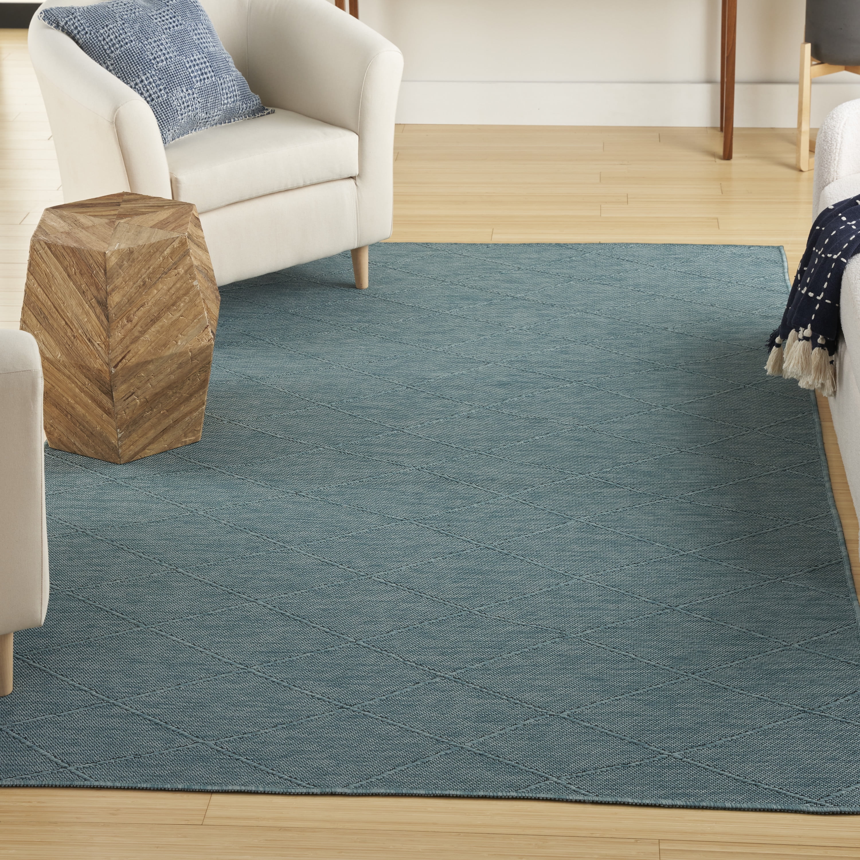 Nourison Washable Solutions Indoor/Outdoor Aqua 6' x 9' Area Rug (6x9)