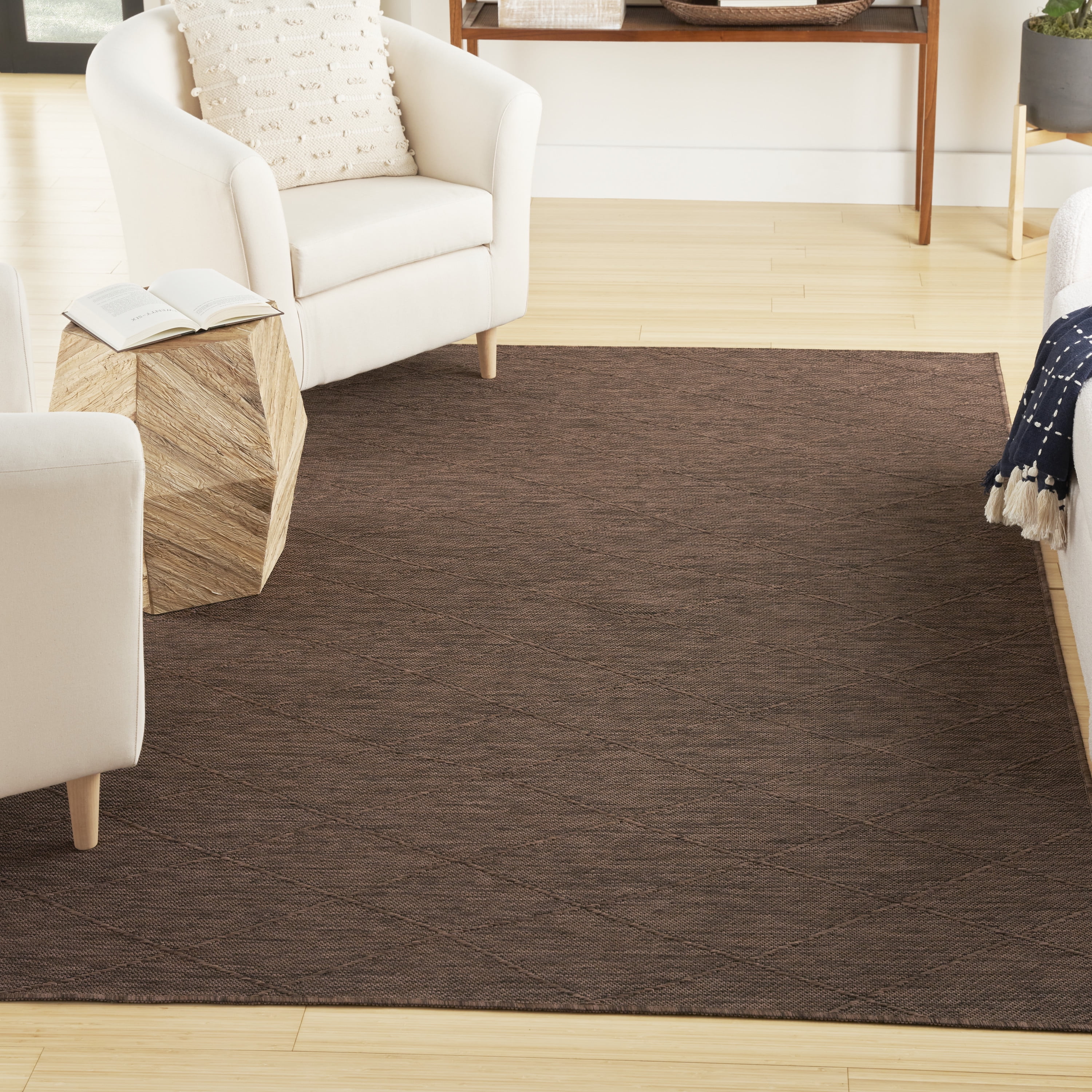 Nourison Washable Solutions Indoor/Outdoor Mocha 4' x 6' Area Rug (4x6)