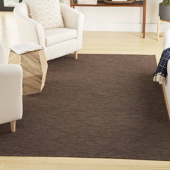 Nourison Washable Solutions Indoor/Outdoor Mocha 5' x 7' Area Rug (5x7)