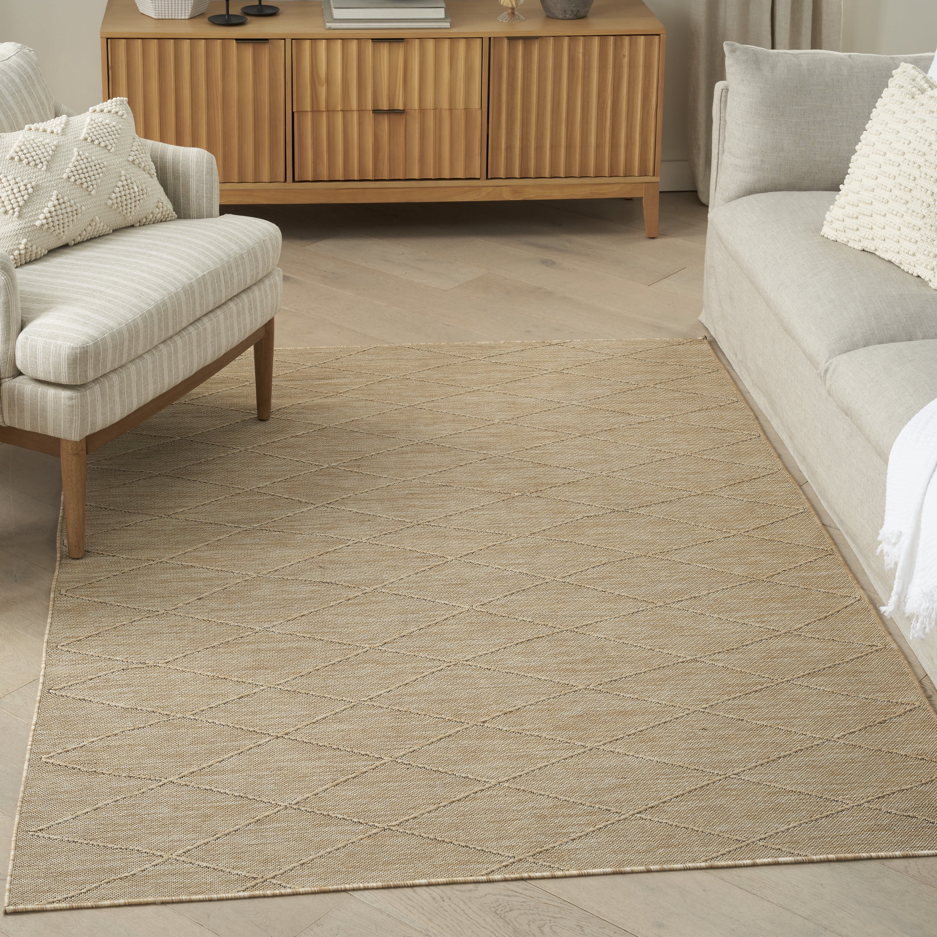 Nourison Washable Solutions Indoor/Outdoor Natural 4' x 6' Area Rug (4x6)
