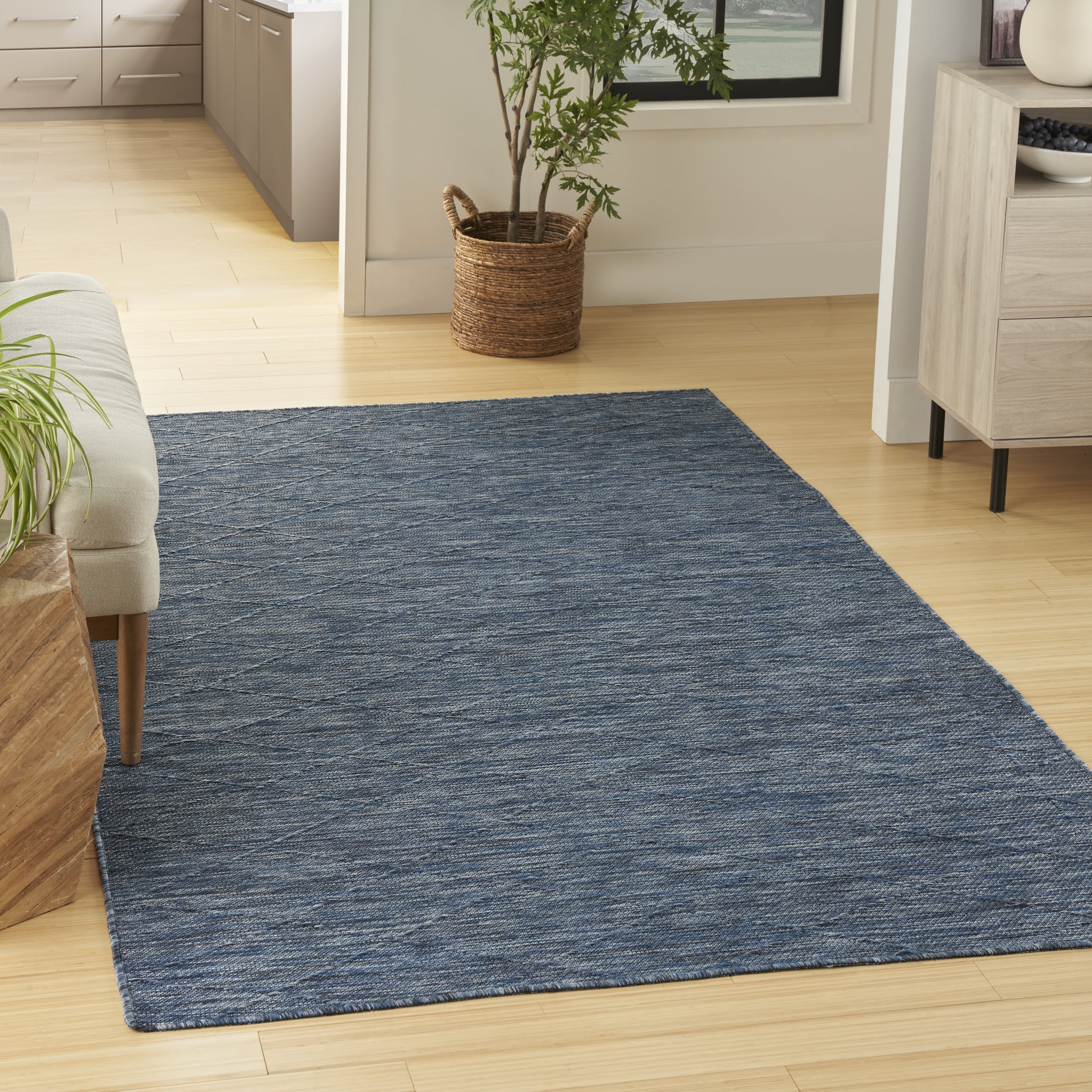 Nourison Washable Solutions Indoor/Outdoor Navy Blue 6' x 9' Area Rug ...