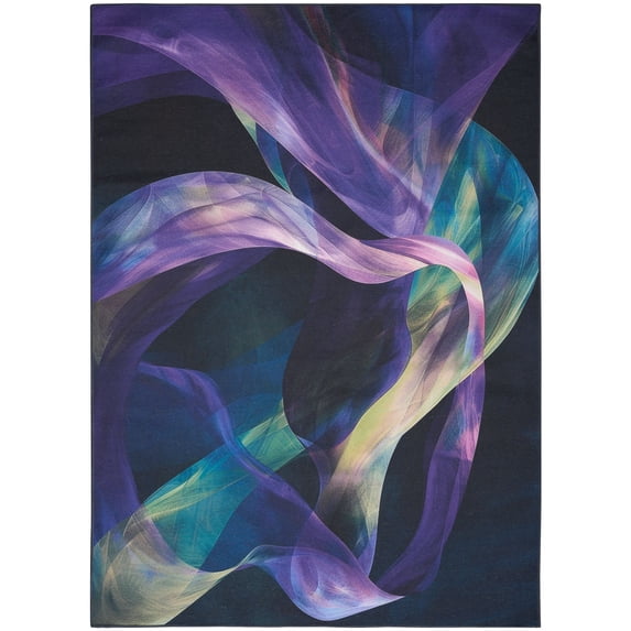 Nourison Nourison Washables 5'2" x 7' Blue Multicolor Modern Indoor Rug