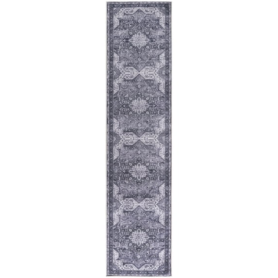 Nourison Nourison Washables 2'2" x 8' Charcoal Grey Vintage Indoor Rug