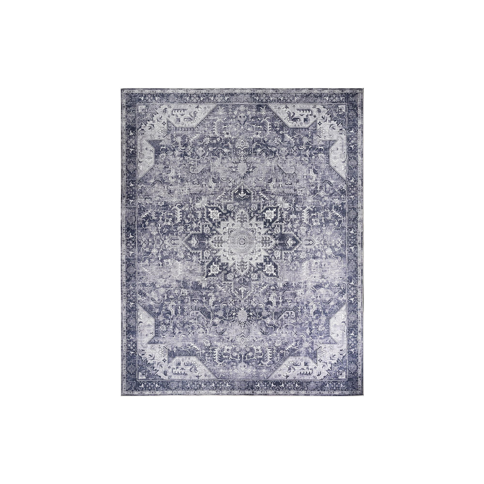 Nourison Washables Vintage Non-Slip Indoor Rug Charcoal Grey 8' x 10'