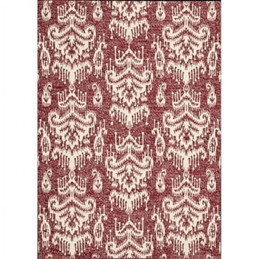 Nourison Waverly X-Mas Accent Rug Red 3'6" x 5'6" Latex Free Wool Nature, Abstract, Ikat 4' x 6' Indoor Red