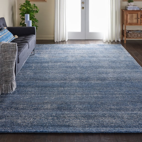 Nourison Weston Modern Solid Aegean Blue 9'6" x 13' Area Rug, (10' x 14')