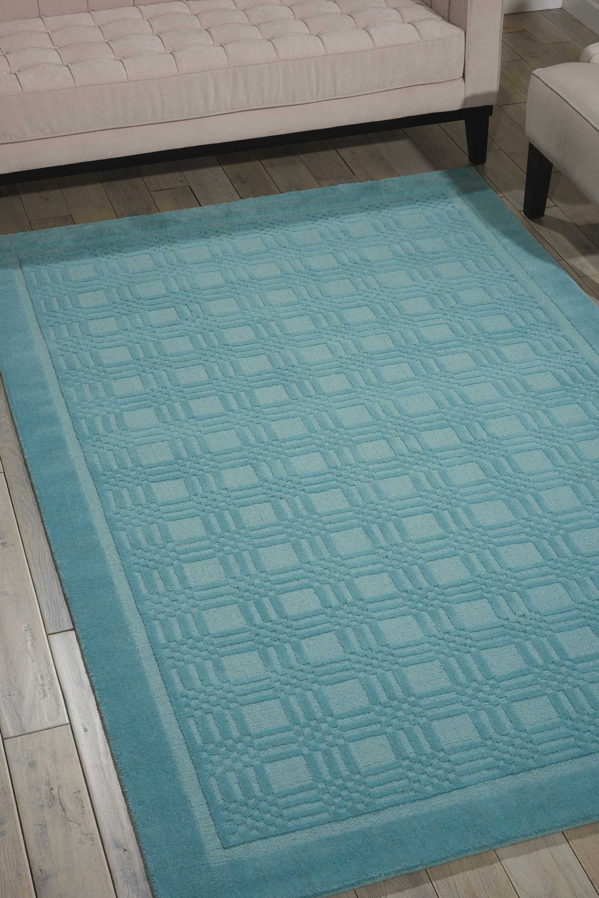 Aqua Wool Handmade Tufted Rectangular Area Rug 5' x 8'