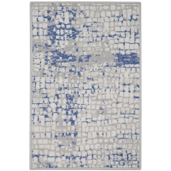 Nourison Whimsicle Artistic Modern Grey Blue 2' x 3' Area Rug, (2' x 3')