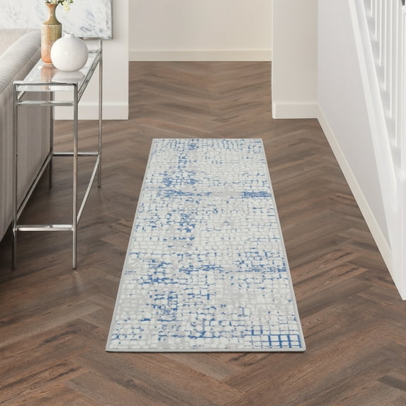 Nourison Whimsicle Artistic Modern Grey Blue 2' x 8' Area Rug, (8' Runner)
