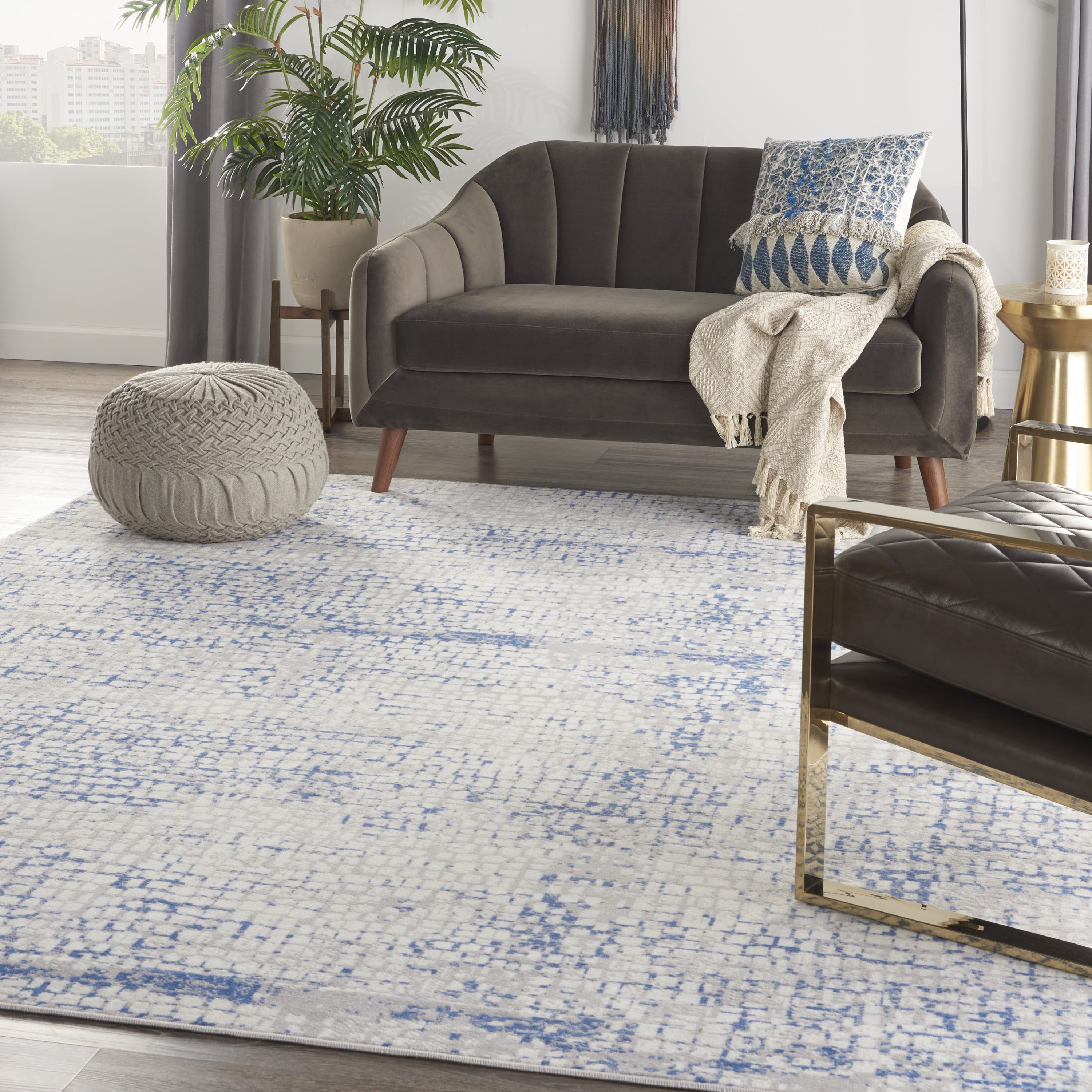 Modern Whimsy Area Rug Nourison Whimsicle Artistic Modern Grey Blue 8'4