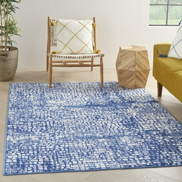 Nourison Whimsicle Artistic Modern Ivory Navy 5' x 7' Area Rug, (5' x 7')