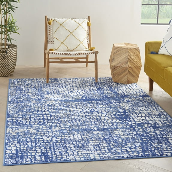 Nourison Whimsicle Artistic Modern Ivory Navy 6' x 9' Area Rug, (6' x 9')