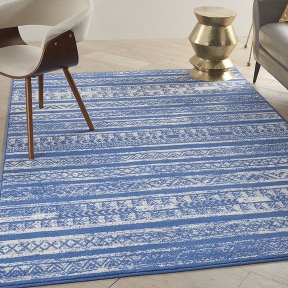 Nourison Whimsicle Bohemian Eclectic Light Blue Ivory 5' x 7' Area Rug, (5' x 7')