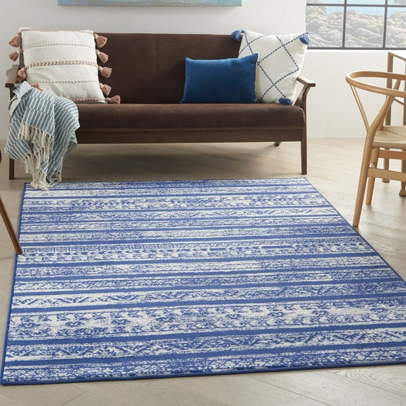 Nourison Whimsicle Bohemian Eclectic Navy Ivory 4' x 6' Area Rug, (4' x 6')