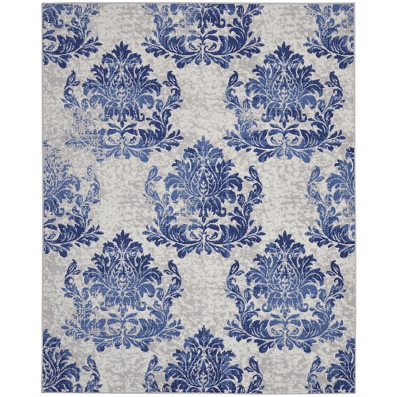 Nourison Whimsicle Bohemian Floral Ivory Navy 8'4" x 11'6" Area Rug, (8' x 12')