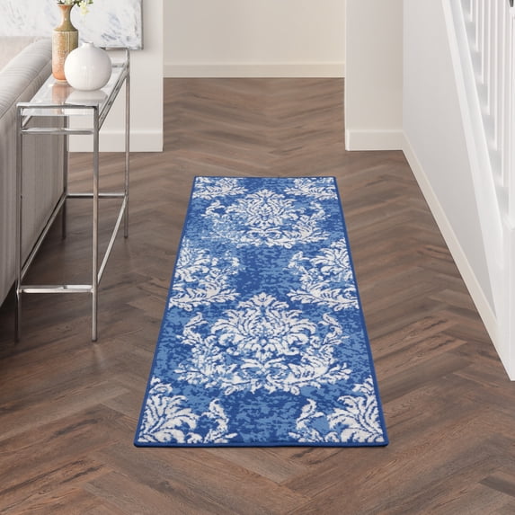 Nourison Whimsicle Bohemian Floral Navy Ivory 2' x 8' Area Rug, (8' Runner)
