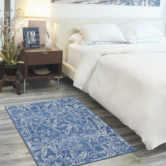 Nourison Whimsicle Botanical Bohemian Blue 3' x 5' Area Rug, (3'x 5')