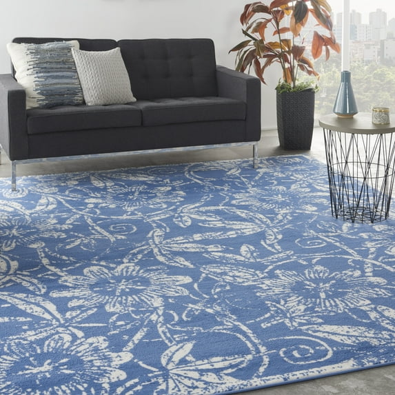 Nourison Whimsicle Botanical Bohemian Blue 8'4" x 11'6" Area Rug, (8' x 12')