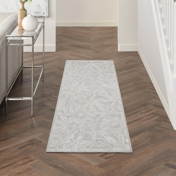 Nourison Whimsicle Botanical Bohemian Grey 2' x 6' Area Rug, (6' Runner)