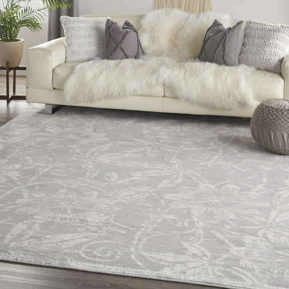Nourison Whimsicle Botanical Bohemian Grey 8' x 10' Area Rug, (8' x 10')