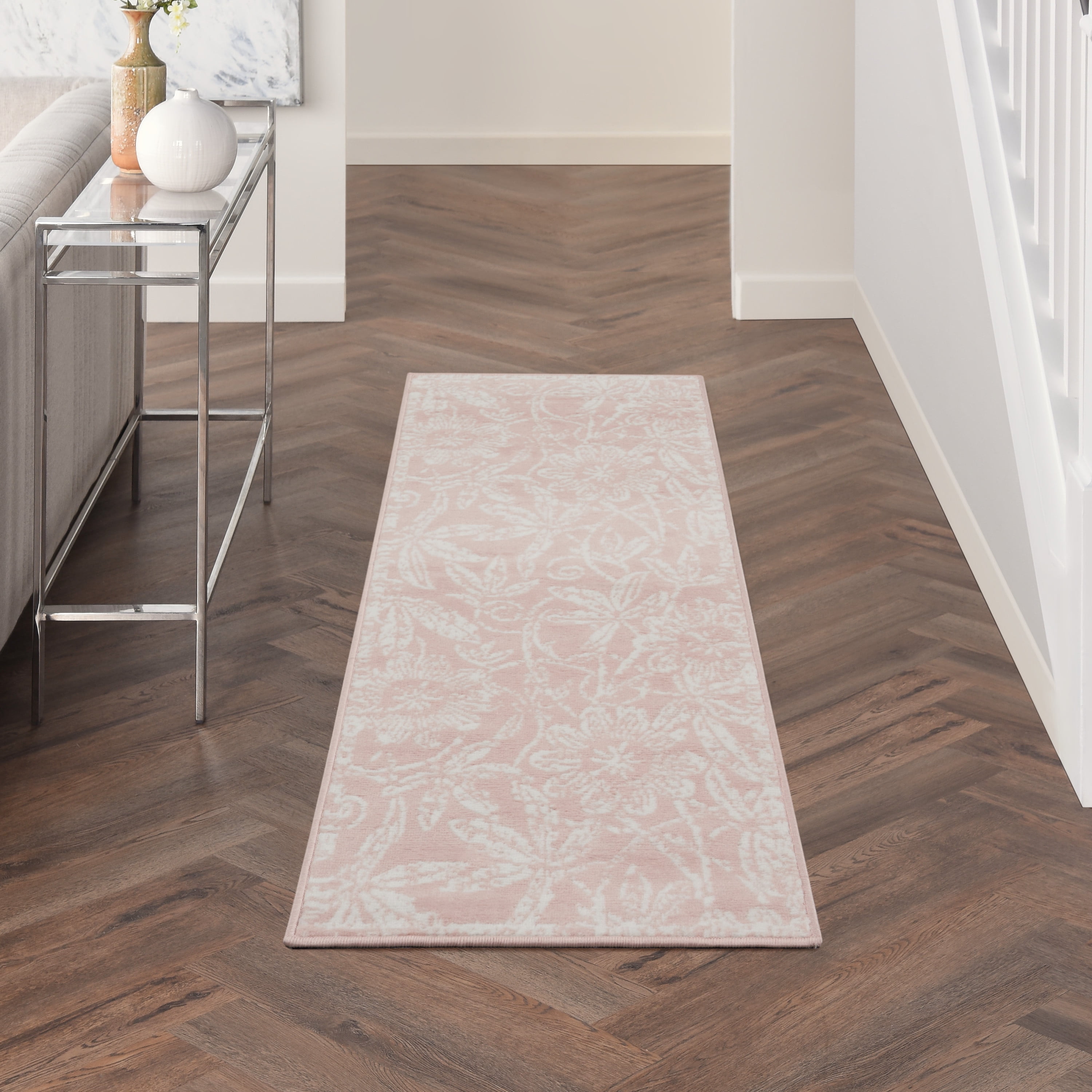 Nourison Whimsicle Botanical Bohemian Pink 2' x 8' Area Rug, (8' Runner)