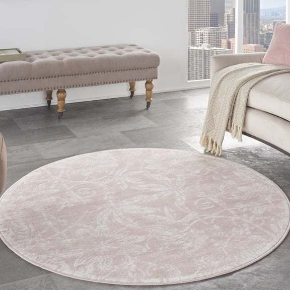 Nourison Whimsicle Botanical Bohemian Pink 5' x round Area Rug, (5' Round)