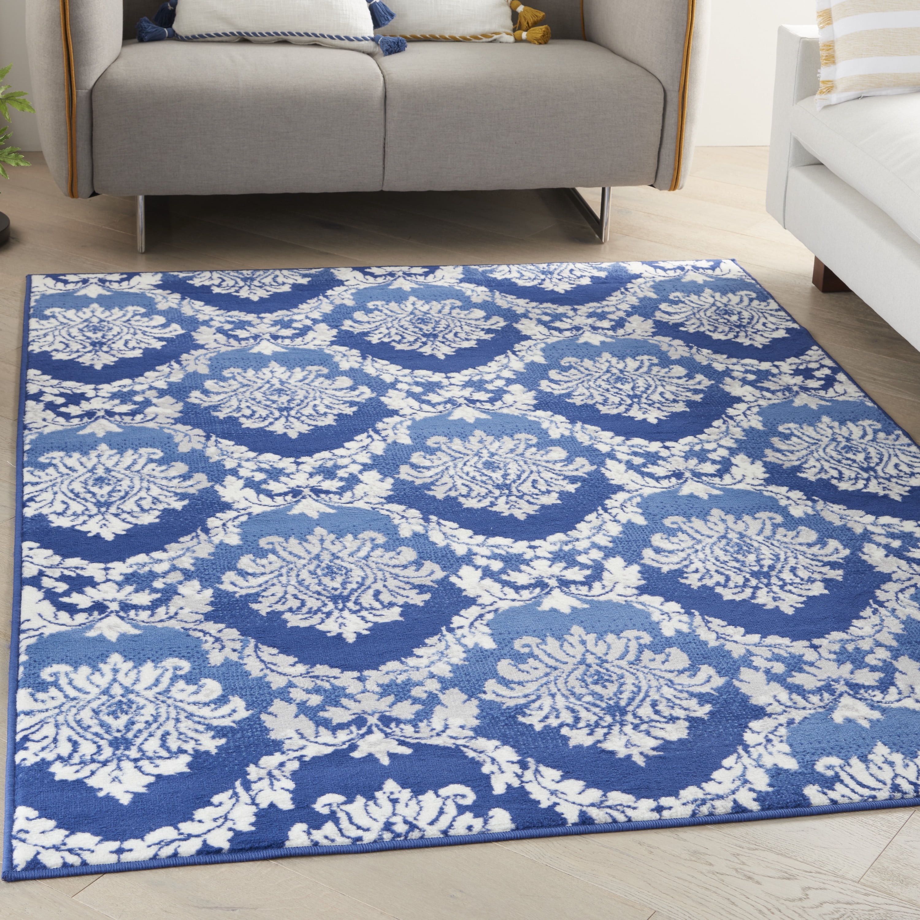 Nourison Whimsicle Botanical Farmhouse Blue 4' x 6' Area Rug, (4' x 6')