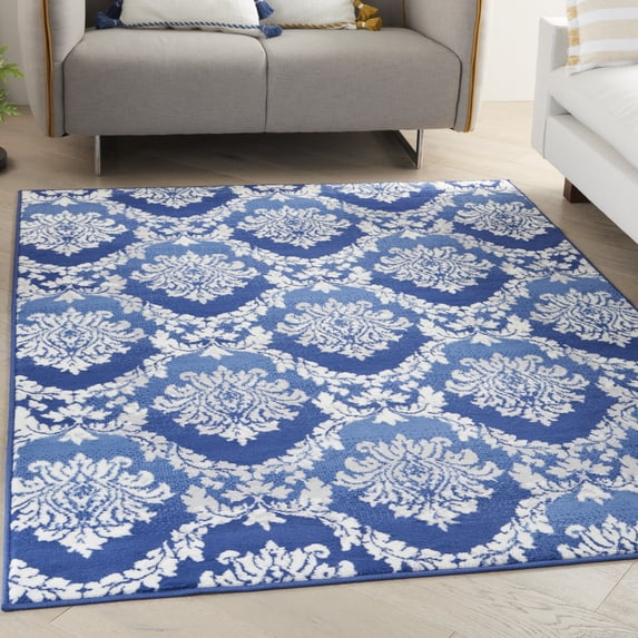 Nourison Whimsicle Botanical Farmhouse Blue 5' x 7' Area Rug, (5' x 7')