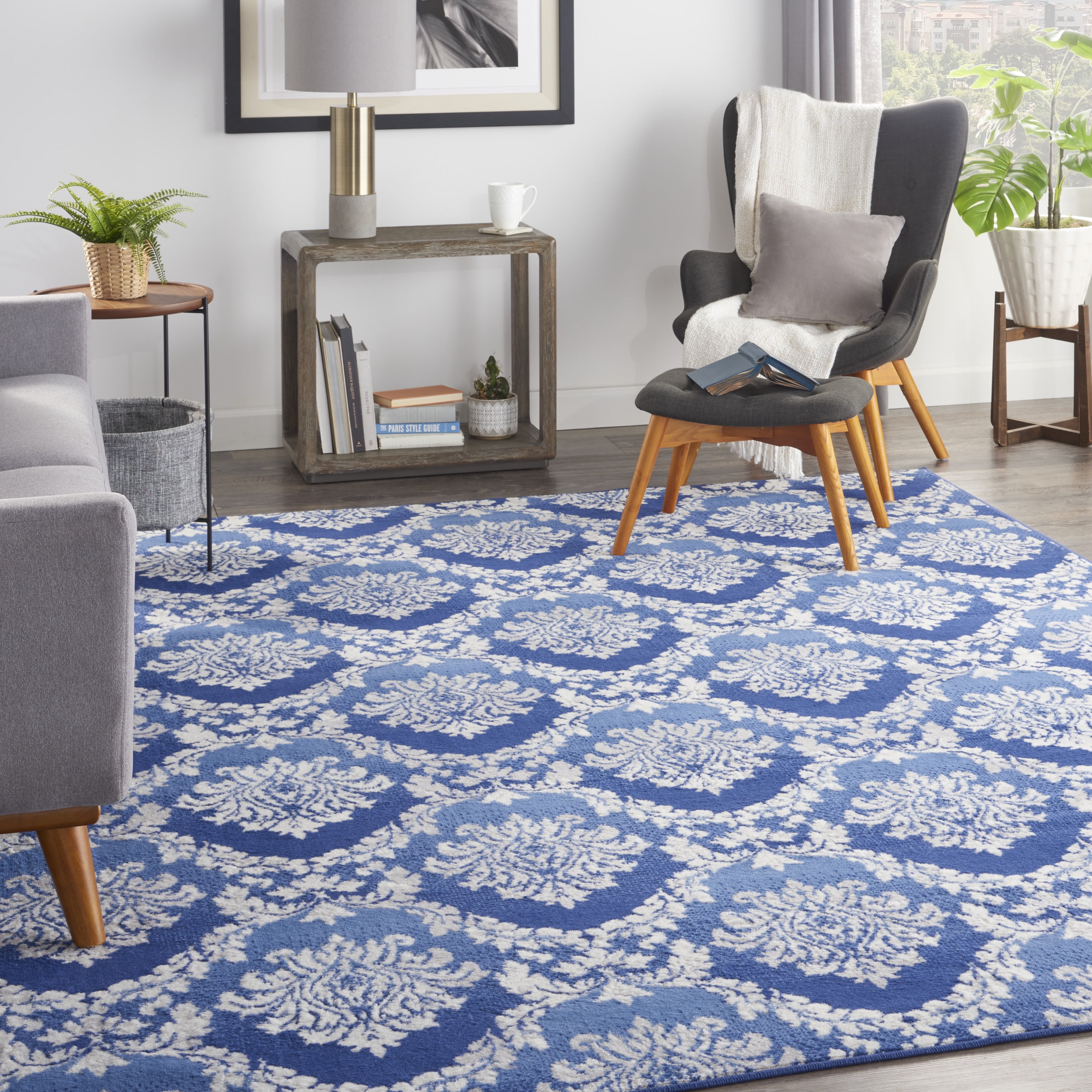 Nourison Whimsicle Botanical Farmhouse Blue 8'4" x 11'6" Area Rug, (8' x 12')