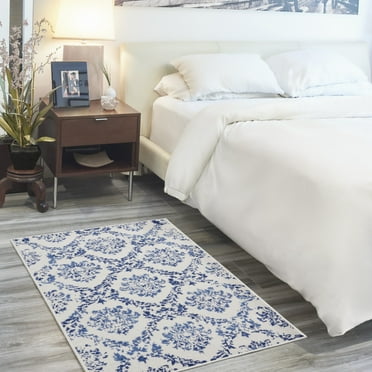 Nourison Whimsicle Botanical Farmhouse Ivory Navy 3' x 5' Area Rug, (3'x 5')