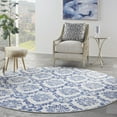 thumbnail image 1 of Nourison Whimsicle Botanical Farmhouse Ivory Navy 8' x round Area Rug, (8' Round), 1 of 9