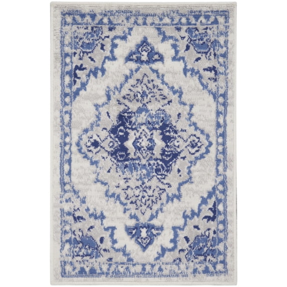 Nourison Whimsicle Classic Farmhouse Ivory Blue 2' x 3' Area Rug, (2' x 3')
